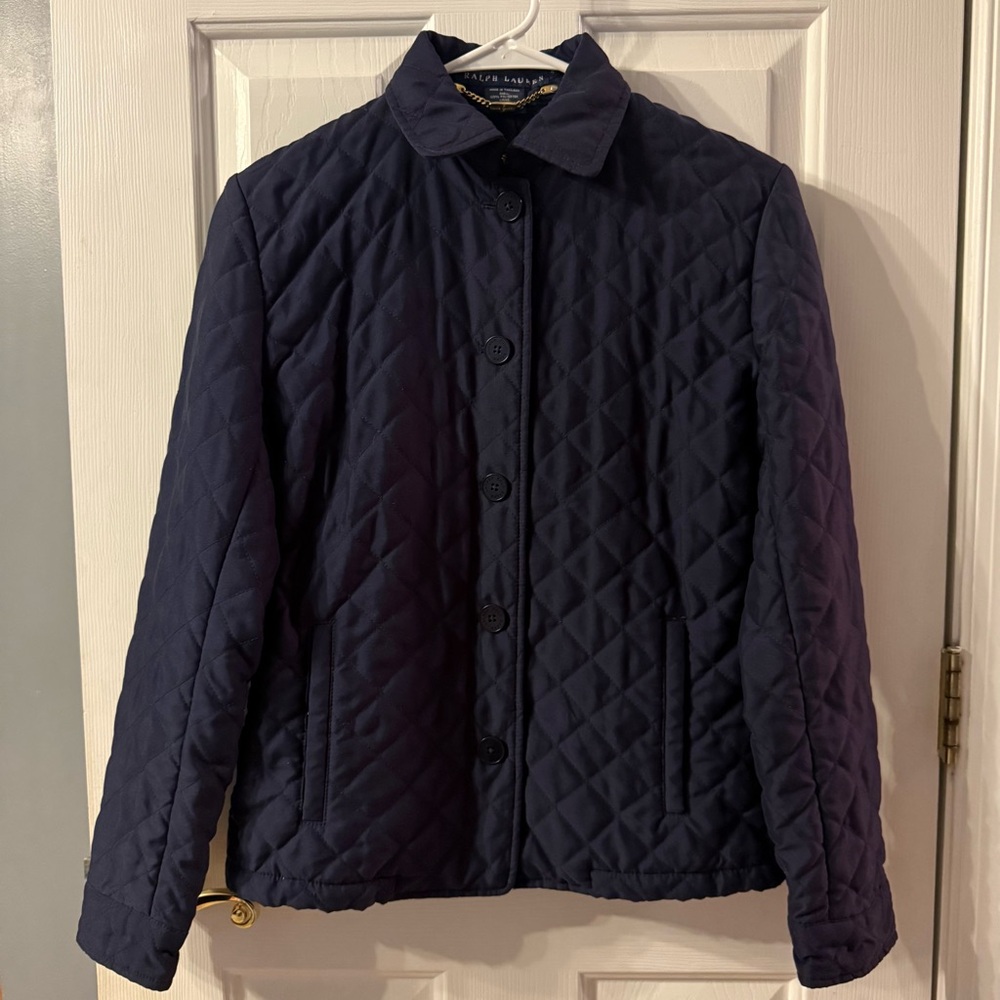 Ralph Lauren Jacket Size Small Women’s Navy Blue Label Blue Shaw Diamond Quilted
